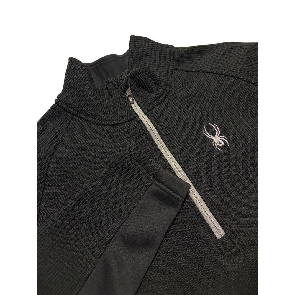 Spyder Mens Black Waffle‎ Knit Quarter Zip Pullover Performance Jacket 199306 L